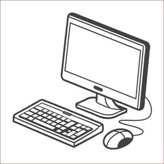 hand draw doodle laptop, computer vector illustration computer
