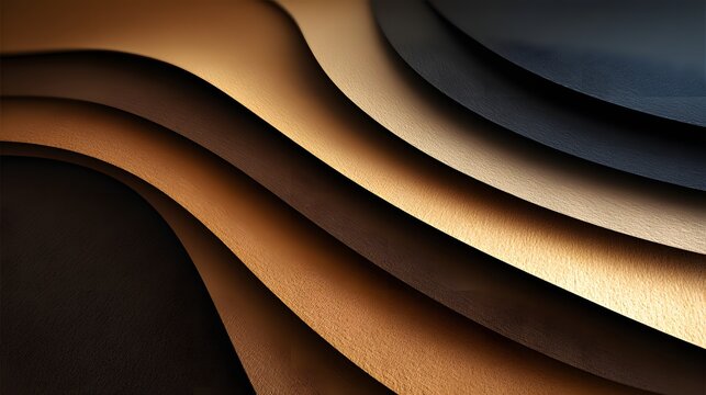 Layered wavy planes display a gradient of earthy and dark tones with dramatic lighting