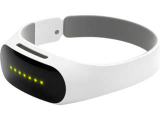 Modern light blue wearable fitness tracker isolated on white background, symbolizing health monitoring and smart technology.