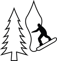 skiing in the mountains vector