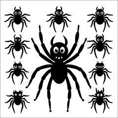 “Cute Cartoon Spider Set – Funny Black Spiders Collection for Halloween and Kids Design”