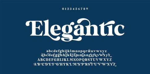 Elegant Font Uppercase Lowercase and Number. Classic Lettering Minimal Fashion Designs. Typography modern serif fonts regular decorative vintage concept. vector illustration.