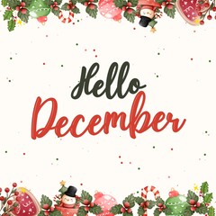 Red and Green Playful Hello December Instagram Post - 1