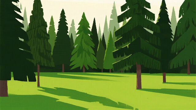 forested landscape with tall evergreen trees