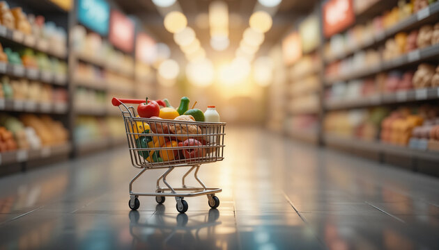 mini shopping cart in the market diorama
