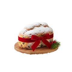 Christmas cupcake tied with a red bow isolated on transparent or white background, png