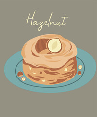 Illustration Hazelnut Meringue Taste and Plate
