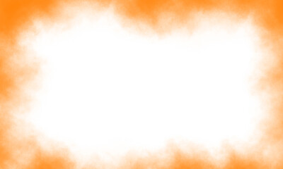 Obraz premium A vibrant orange watercolor border frames a pristine white space, creating a captivating contrast perfect for invitations and artistic projects isolated on transparent background