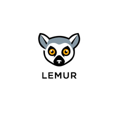 Modern Lemur Mascot Logo – Cute Ring-Tailed Lemur Head Icon Design
