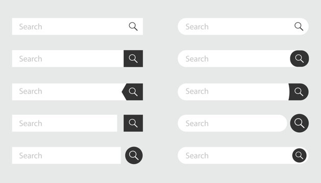 Search bar with Internet browser engine with search box, address bar and text field. UI design, website interface element with web icons and push button. Vector illustration EPS 10