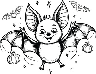 Happy Halloween Night with Little Bat