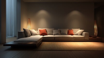 Modern luxury living room with beautifull sofa and couch with unique Wall 