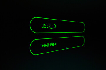 Hacking Login Interface, bold green neon outlines and text, Perfect for backgrounds, technology presentations