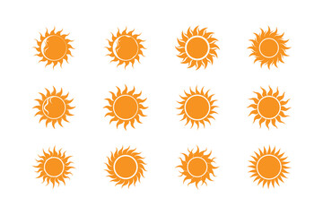 Orange sun with face vector image summer warm sunlight icon for design element