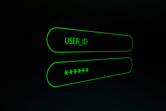 Hacking Login Interface, bold green neon outlines and text, Perfect for backgrounds, technology presentations - Powered by Adobe