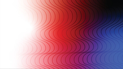 Dynamic vector background with a vibrant color gradient from white to red and deep blue, overlaid with subtle wavy lines