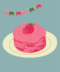 Illustration Strawberry Meringue Taste and Plate