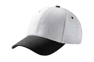 Fototapeta premium Plain white baseball cap with a black visor