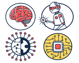 Artificial intelligence and robotics icons