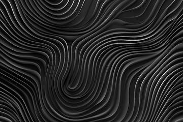 3d render, abstract black background with wavy lines made ai generative