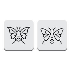Black and white vector illustration of a cute set of butterfly silhouettes on a white background, perfect for nature and spring design or tattoo art
