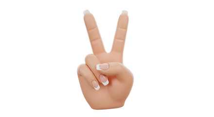 Victory hand gesture with stylish french manicure, perfect for positive messages and celebratory announcements now
