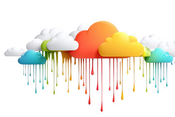 Colorful clouds dripping with rainbow lines