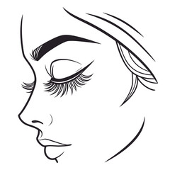 Elegant woman face profile with long eyelashes