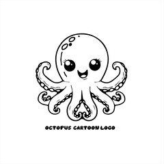 Modern Minimize Octopus  Design Logo
