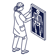 Doctor examining xray, diagnosing a patient