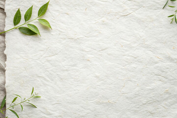 old paper with green leaves