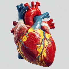 Naklejka premium Detailed Human Heart Anatomical Model, Anatomy, Medical, Organ