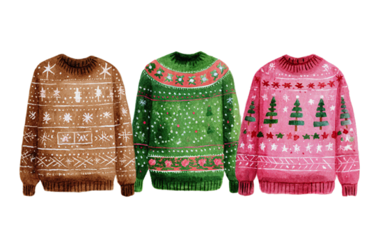 Cozy Christmas sweaters with festive winter patterns perfect for holiday celebrations