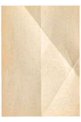 Fototapeta premium old folded paper sheet isolated on transparent png background,Crumpled Paper Poster Photo Effect Mockup,vintage brown folded Paper texture overlay effect