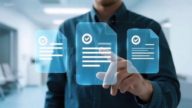 Person interacting with digital documents