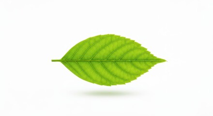 Obraz premium Vibrant green foliage displays intricate vein structure against a pure white background