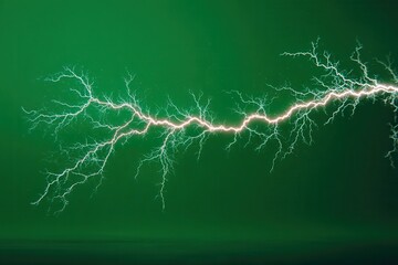 Electric lightning arc across green screen background