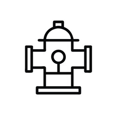 Fototapeta premium Minimalist outline vector icon of a red fire hydrant for emergency services and safety concepts