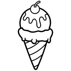 Ice cream cone with cherry, sweet summer dessert