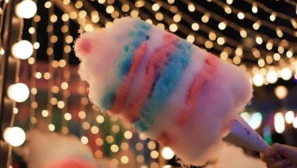 national cotton candy day colorful at night fair