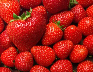 Closeup of Red Strawberries Seamless Pattern