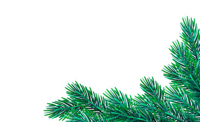 Christmas banner with fir branches isolated on transparent background.