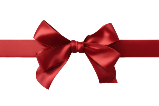 A vibrant red satin ribbon bow against a black background