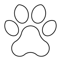 Paw print, simple black outline of animal foot