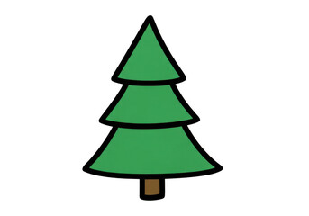 Fototapeta premium Simple cartoon pine tree illustration with green foliage and brown trunk