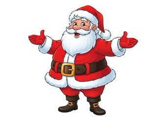 Cheerful cartoon santa claus with open arms welcoming gesture