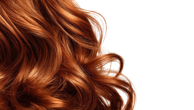 Close-up of vibrant auburn curly hair