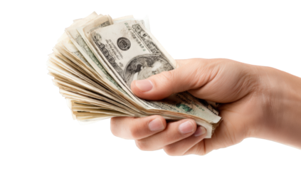 Hand holding a wad of US dollars (2)