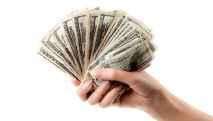 Hand holding a fan of US dollar bills (9)