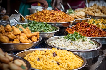 Fototapeta premium Spicy traditional indian dishes served high resolution picture